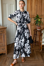 Load image into Gallery viewer, Emerson Fry Lucy 4 Basque Dress - Black + ivory Orchid