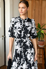 Load image into Gallery viewer, Emerson Fry Lucy 4 Basque Dress - Black + ivory Orchid