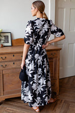 Load image into Gallery viewer, Emerson Fry Lucy 4 Basque Dress - Black + ivory Orchid