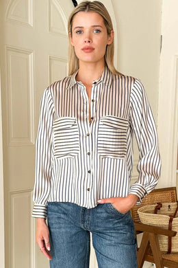 Emerson Fry Longsleeve Utility Shirt - Indigo Stripe Silk