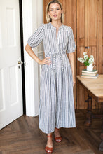 Load image into Gallery viewer, Emerson Fry Lucy Basque Dress - Aradonis Stripe Storm Grey