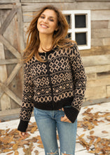 Load image into Gallery viewer, Wooden Ships Esme Fair isle Zip Cardi Chunky - Black/Latte