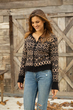 Load image into Gallery viewer, Wooden Ships Esme Fair isle Zip Cardi Chunky - Black/Latte