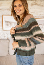 Load image into Gallery viewer, Wooden Ships Inez Cardi Chunky - Waxed Loden Stripe