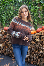Load image into Gallery viewer, Wooden Ships Jaxon Fair isle Raglan Chunky - Brown Brick Multi