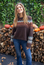 Load image into Gallery viewer, Wooden Ships Jaxon Fair isle Raglan Chunky - Brown Brick Multi