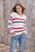 Load image into Gallery viewer, Wooden Ships North Pole Striped Crew Super Chunky - Pure Snow Stripe