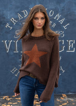 Load image into Gallery viewer, Wooden Ships Star Raglan Crew Chunky - Brown Brick/Chestnut