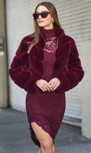 Generation Love Brianna Faux Fur Jacket - Cabernet