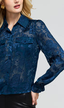 Load image into Gallery viewer, Generation Love Priya Floral Burn-Out Blouse - Peacock