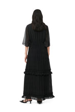 Load image into Gallery viewer, Ganni Pleated Georgette V-neck Maxi Dress - Black