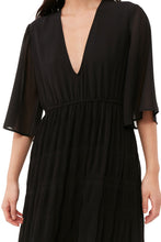 Load image into Gallery viewer, Ganni Pleated Georgette V-neck Maxi Dress - Black