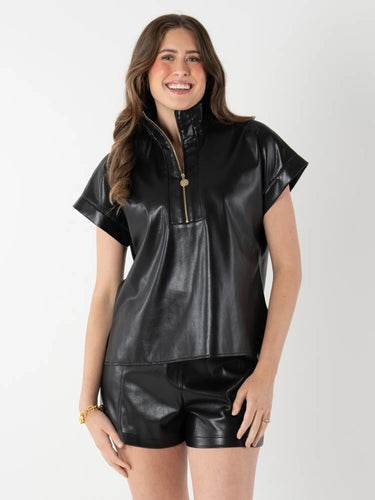Emily McCarthy Poppy Pullover - Black Vegan Leather