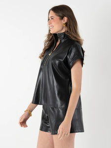 Emily McCarthy Poppy Pullover - Black Vegan Leather