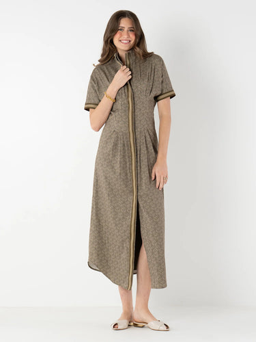 Emily McCarthy Georgia Dress - Green Tonal Monogram