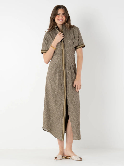 Emily McCarthy Georgia Dress - Green Tonal Monogram