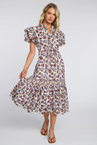 Elizabeth James the Label Delia Dress - Ivory Cactus Flower