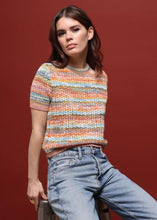 Load image into Gallery viewer, Minnie Rose Space Dye Cable V-Neck - Multi Combo