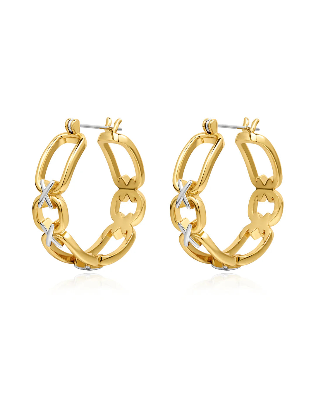 LUV AJ Two-Tone Chain Hoops - 2 Colors