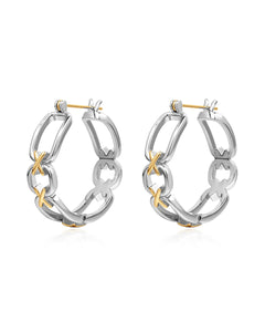 LUV AJ Two-Tone Chain Hoops - 2 Colors