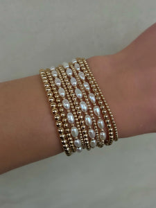Karen Lazar 2MM Bracelet with Rice Pearl Gold Pattern