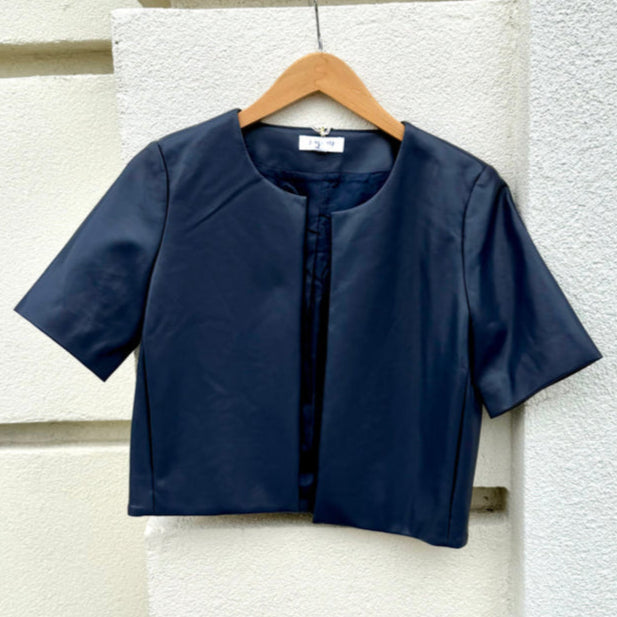 J. Society Faux Leather Short Sleeve Jacket - Navy