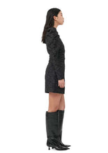 Load image into Gallery viewer, Ganni Stretch Jacquard V-neck Mini Dress - Black
