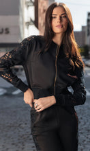 Load image into Gallery viewer, Generation Love Melanie Lace Combo Bomber - Black