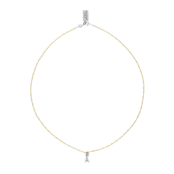 FYB Jewelry Clear CZ Identity Necklace - Gold