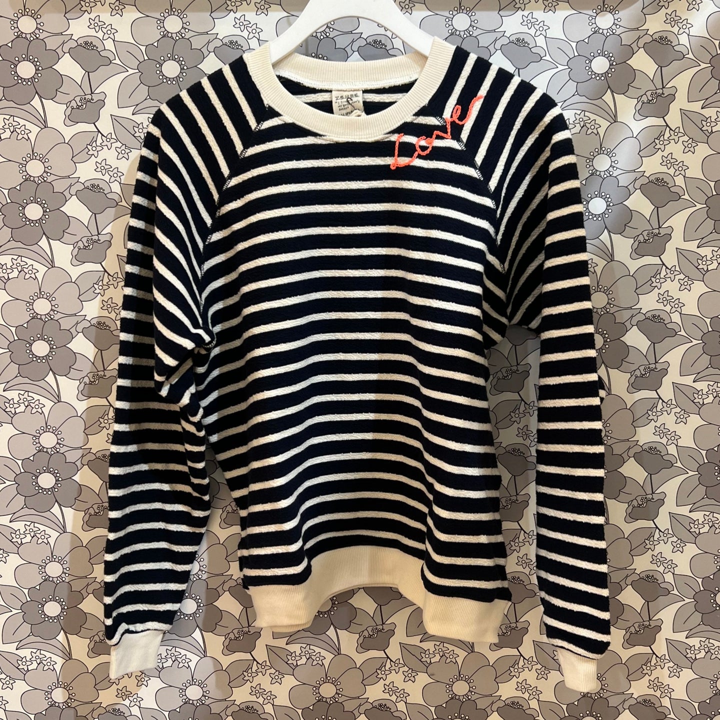 I Stole My Boyfriend's Shirt Malibu 24 Striped Sweatshirt - Navy w/Off White