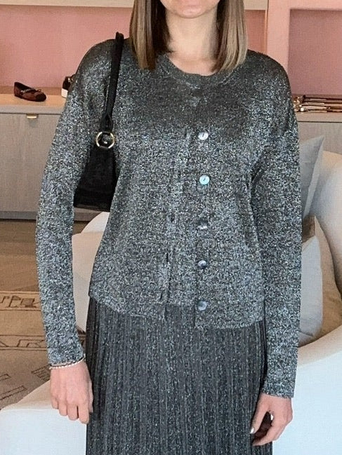 Maison Lurex Gala Short Cardigan - Dark Grey