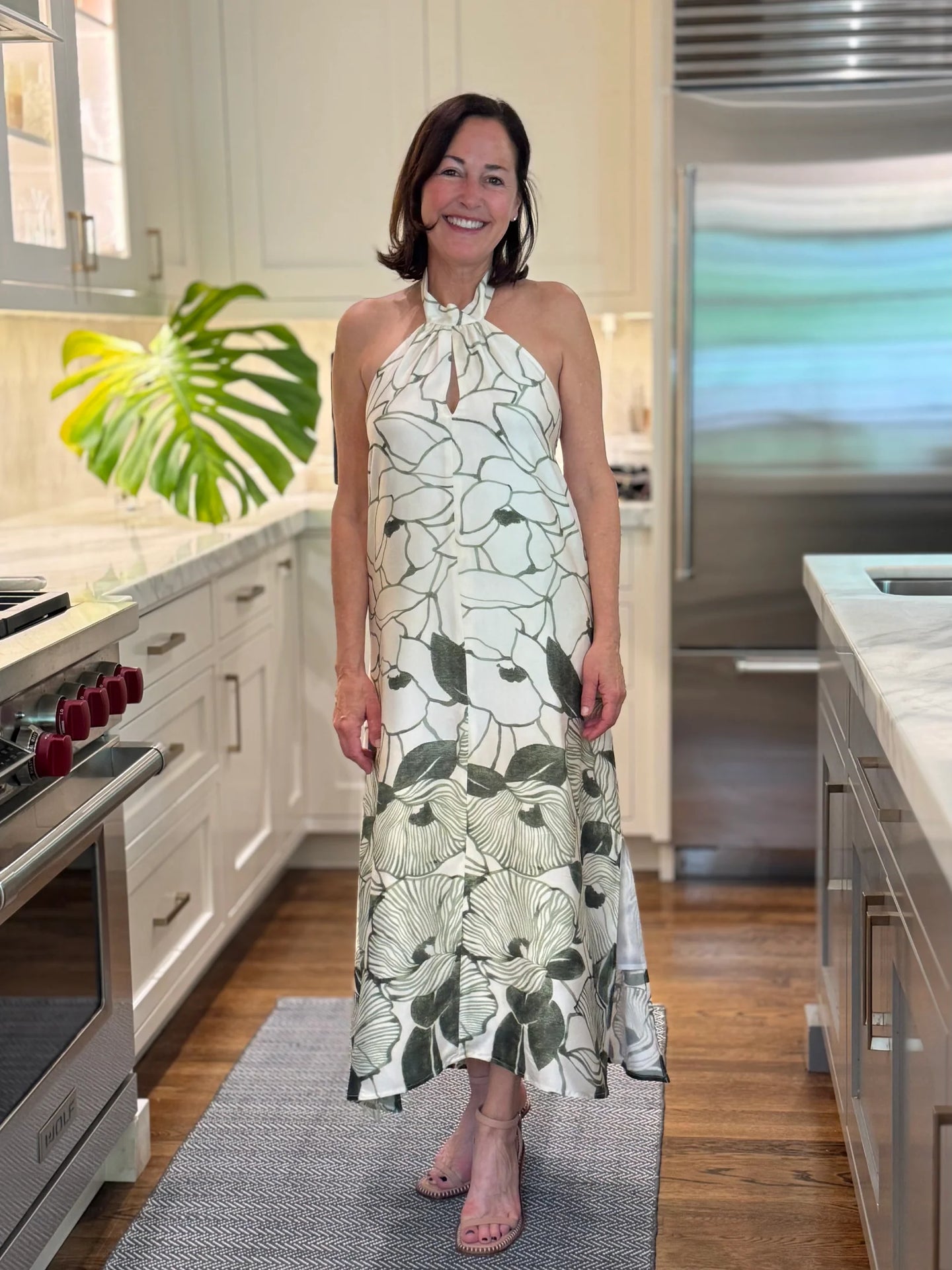 Kia Moore Tropical Bloom Dress - Apple Green