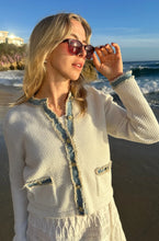 Load image into Gallery viewer, 27 Miles Sutton Cotton Lady Cardigan with Denim Trim - Cloud