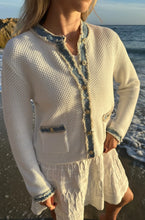 Load image into Gallery viewer, 27 Miles Sutton Cotton Lady Cardigan with Denim Trim - Cloud