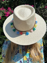 Load image into Gallery viewer, Jocelyn Tahiti Straw Hat with Beads &amp; Tassels