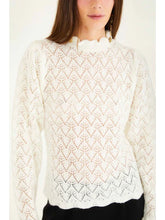 Load image into Gallery viewer, Farm Rio Lace Stitch Ruffles Knit Sweater - Off-White