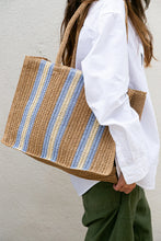 Load image into Gallery viewer, WYETH Naples Paper Straw Tote Bag - Natural Blue