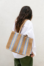 Load image into Gallery viewer, WYETH Naples Paper Straw Tote Bag - Natural Blue