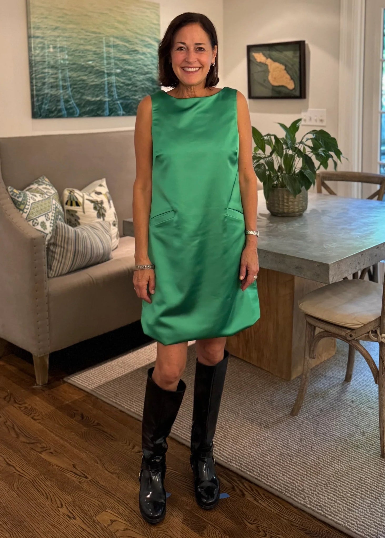 Kia Moore Carrie Dress - Kelly Green Satin S Kia Moore Carrie Dress - Kelly Green Satin S