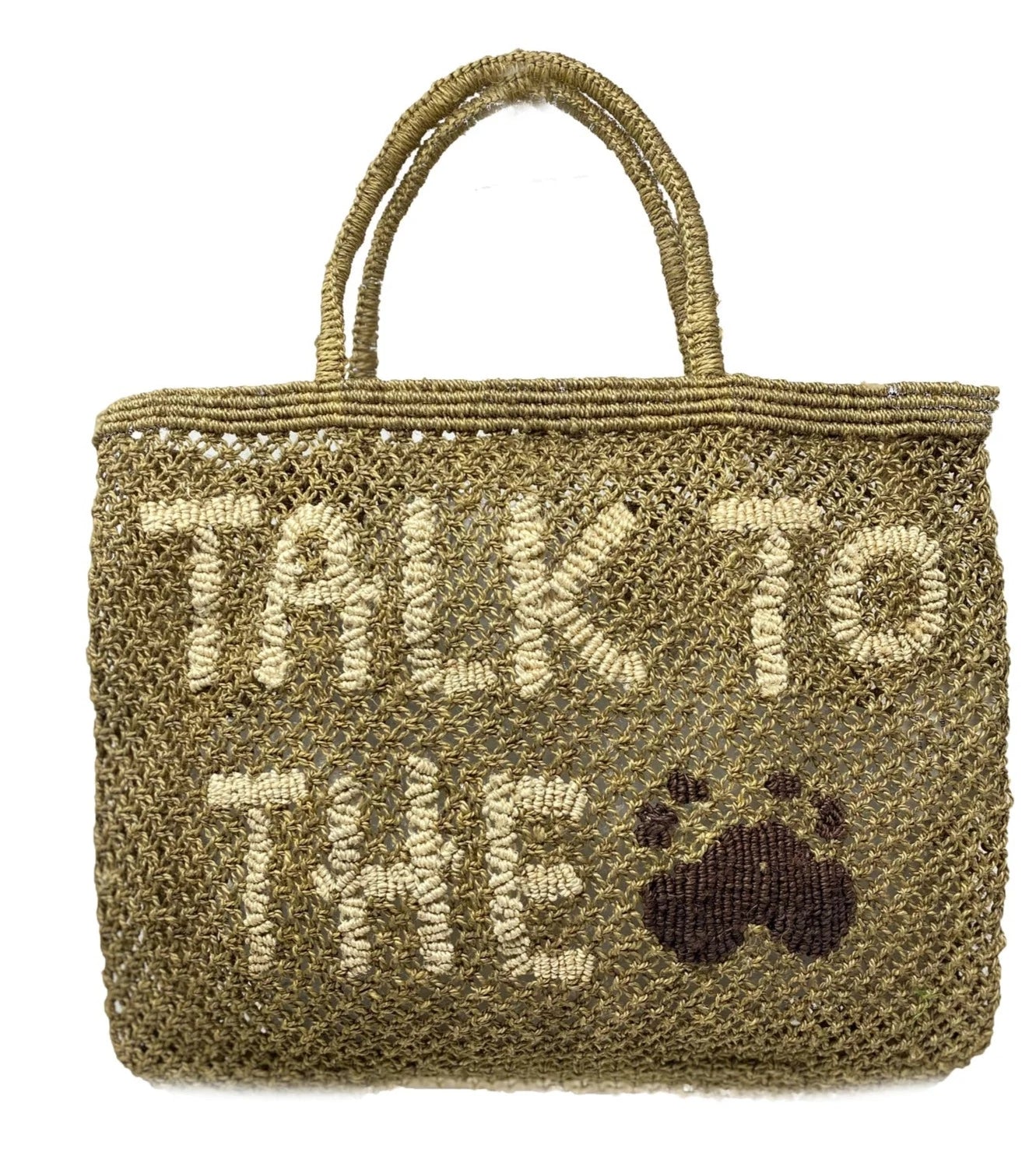The Jacksons Talk to the Paw Large Jute Bag - Natural/Brown – Luck