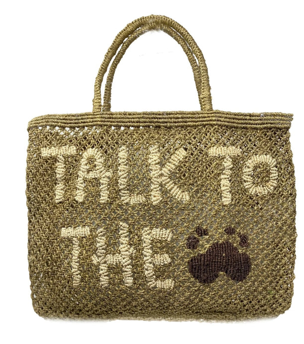 The Jacksons Talk to the Paw Large Jute Bag - Natural/Brown