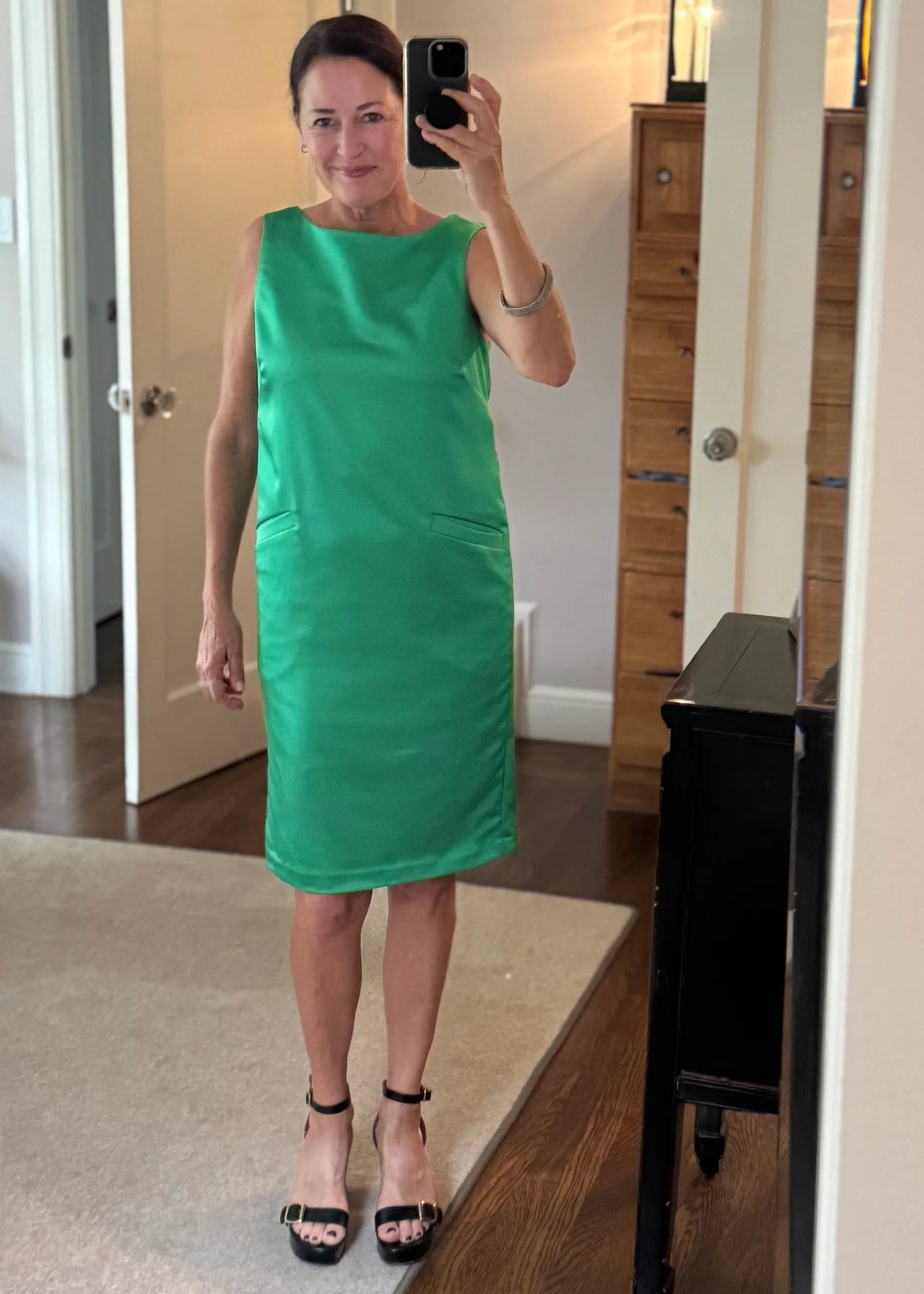 Kia Moore Carrie Dress - Kelly Green Satin S Kia Moore Carrie Dress - Kelly Green Satin S