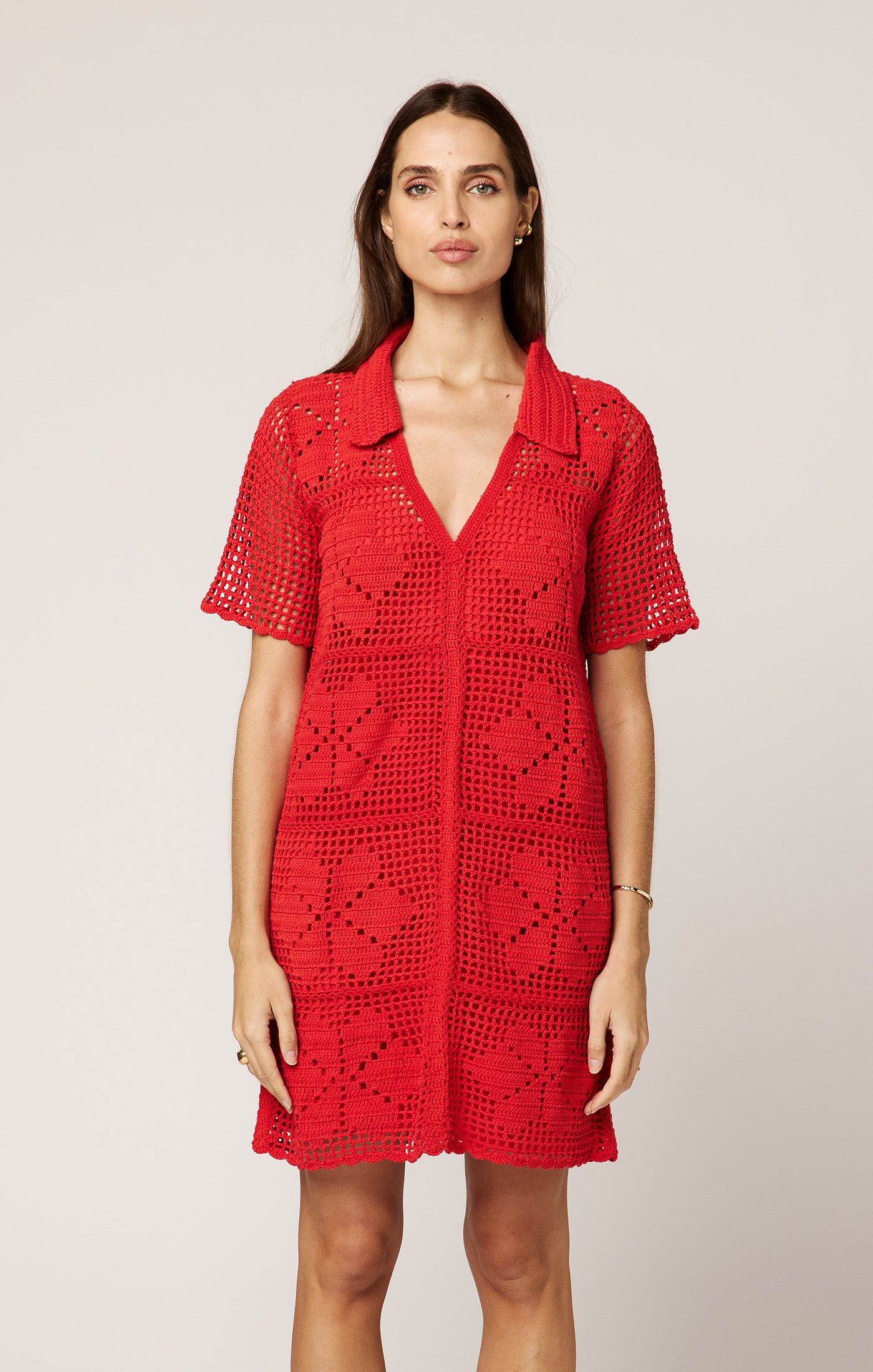 white christmas dresses Cleobella Ileanna Crochet Mini Dress Red / S