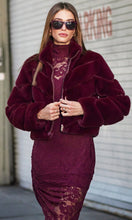 Load image into Gallery viewer, Generation Love Brianna Faux Fur Jacket - Cabernet