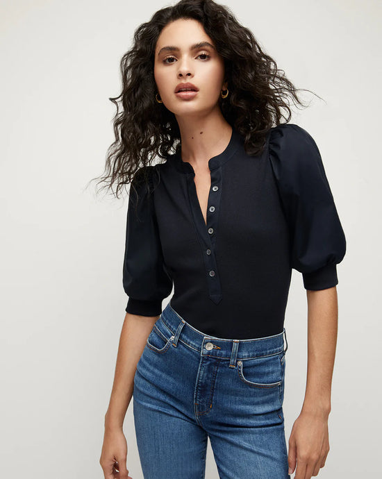 Veronica Beard Coralee Puff-Sleeve Top - 2 Colors