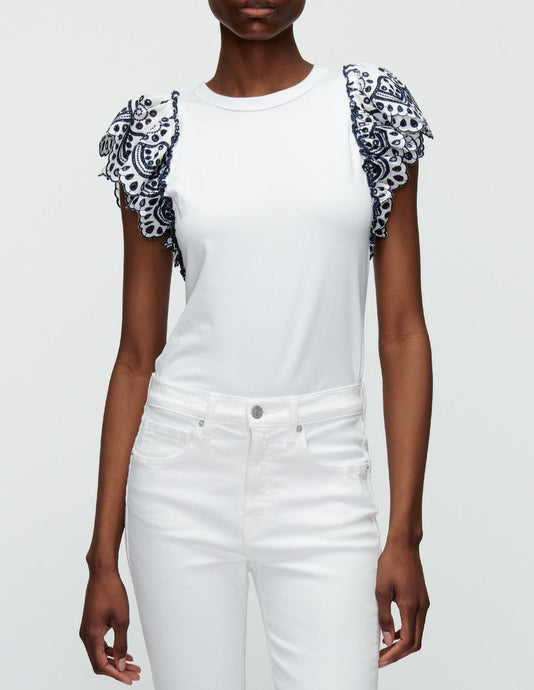 Veronica Beard Julianka Top - White/Navy