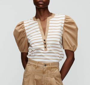 Veronica Beard Kellie Top - Off-White/Khaki