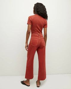 Veronica Beard Taylor Cropped Wide-Leg Jean - Brick Red