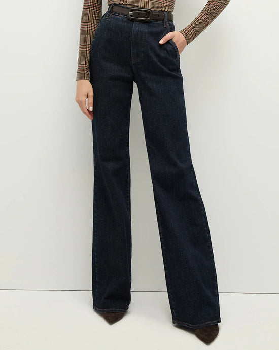 Veronica Beard Crosbie Wide-Leg Jean - Indigo Rinse