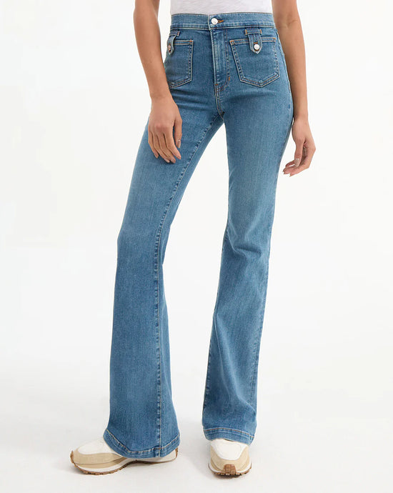 Veronica Beard Beverly Patch-Pocket Skinny-Flare Jean - Enough Said